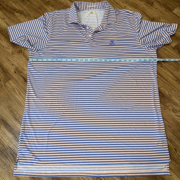 Yeaman's Hall Club B Draddy Sport Golf Shirt Peach Stripe XXL Top 100 Courses - Picture 8 of 12